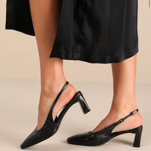 Lulu's Black Slingback Heels with Pointed Toe